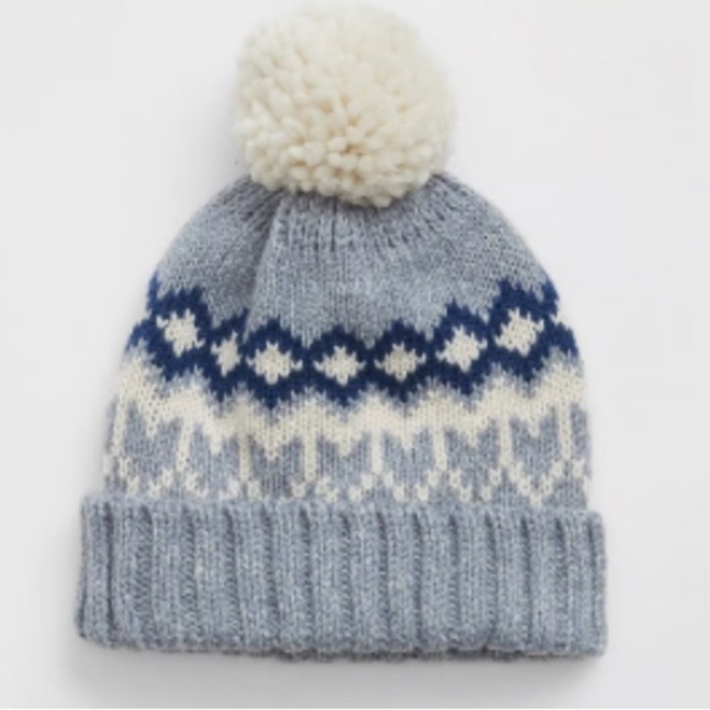 GAP Fair Isle Poof Beanie Color: Sailing Blue